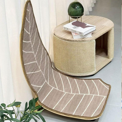 Leaf Cat Scratcher Lounger | Sisal Leaf on Wooden Base, 31.7 in Tall
