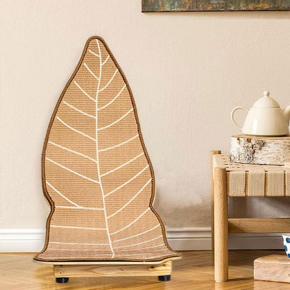 Leaf Cat Scratcher Lounger | Sisal Leaf on Wooden Base, 31.7 in Tall