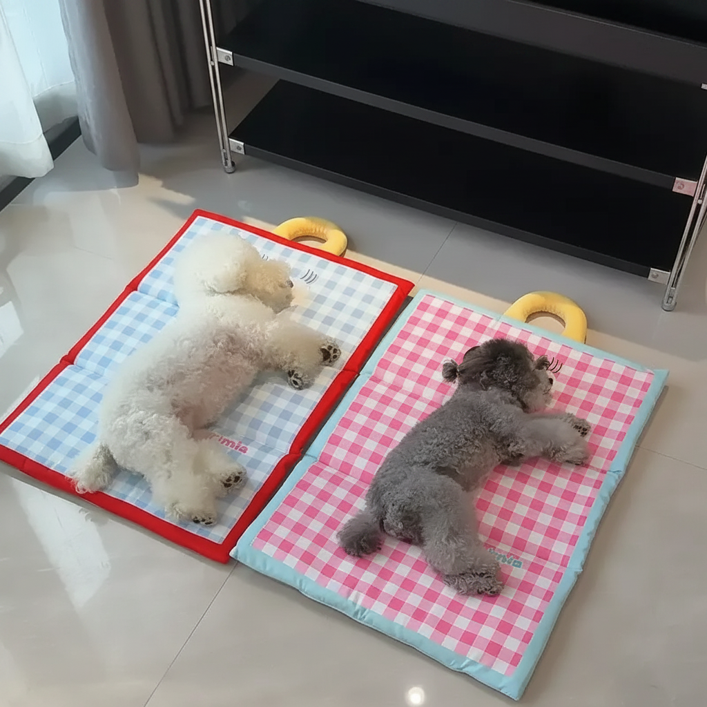 Foldable Pet Cooling Mat | Gingham Check, Carry Handle, S to 2XL