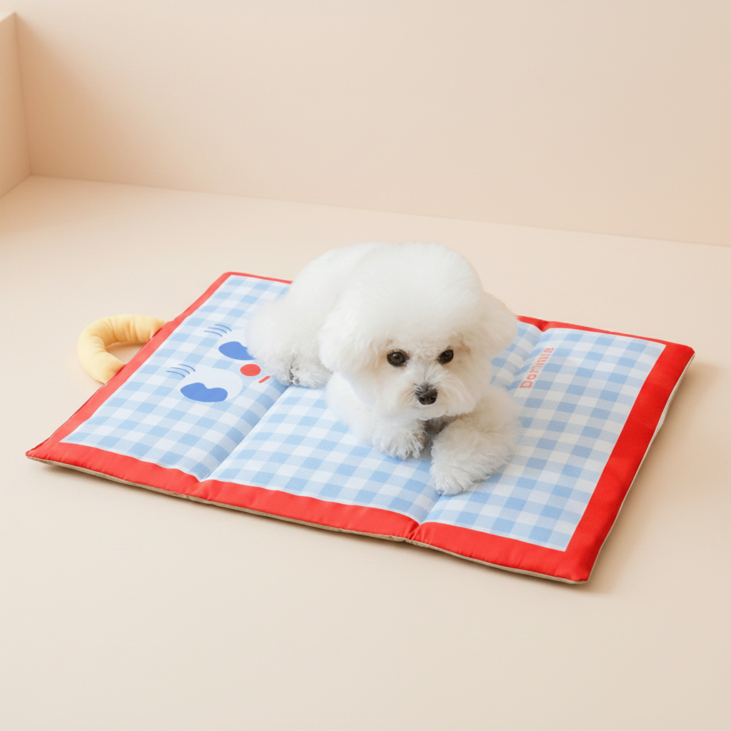 Foldable Pet Cooling Mat | Gingham Check, Carry Handle, S to 2XL