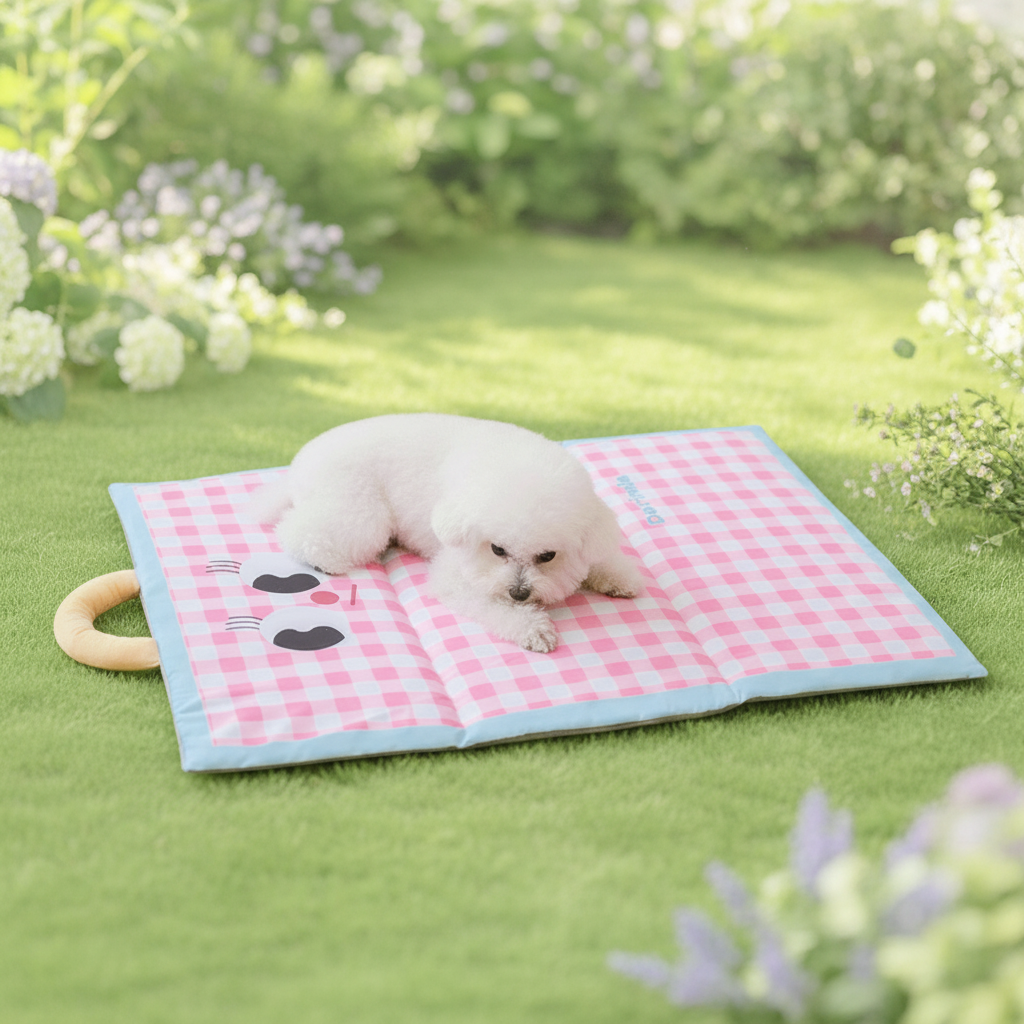 Foldable Pet Cooling Mat | Gingham Check, Carry Handle, S to 2XL
