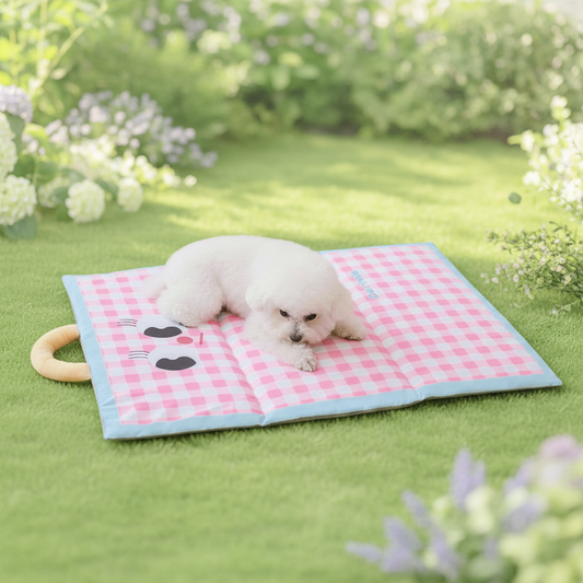 Foldable Pet Cooling Mat | Gingham Check, Carry Handle, S to 2XL