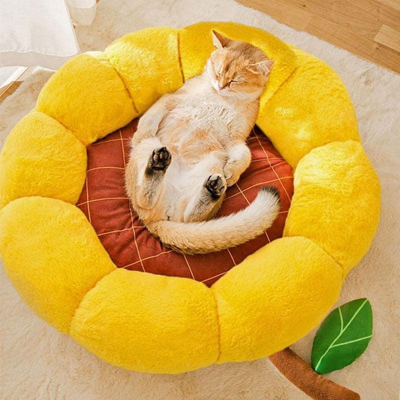 Cat Bed, Cactus or Sunflower Shape | Fluffy Plush, M or L