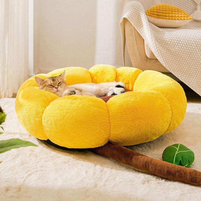 Cat Bed, Cactus or Sunflower Shape | Fluffy Plush, M or L