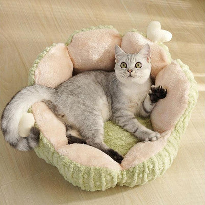 Cat Bed, Cactus or Sunflower Shape | Fluffy Plush, M or L