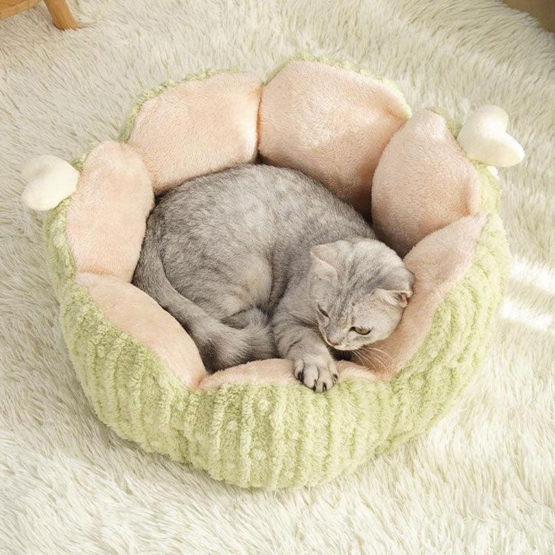 Cat Bed, Cactus or Sunflower Shape | Fluffy Plush, M or L