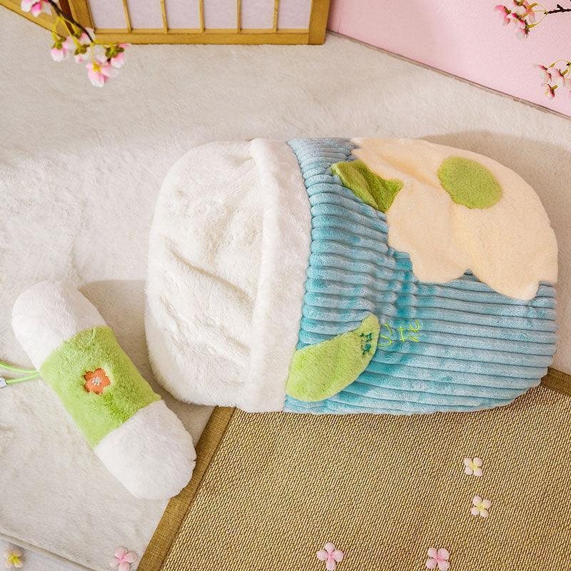 Cat Sleeping Bag Bed | Plush Cave with Quilted Cover and Pillow, 25.2 in