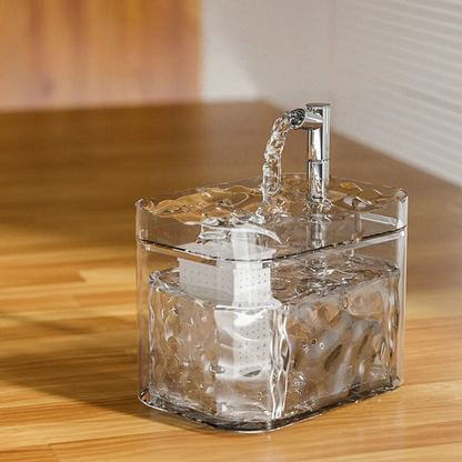 Cat Water Fountain, Clear Cube Design | Arched Spout, 6 Colors