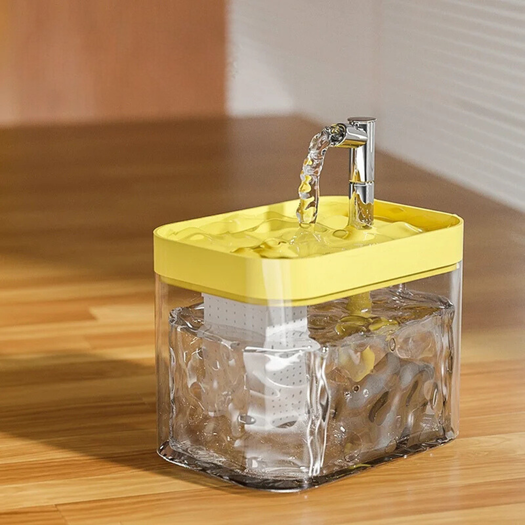 Cat Water Fountain, Clear Cube Design | Arched Spout, 6 Colors